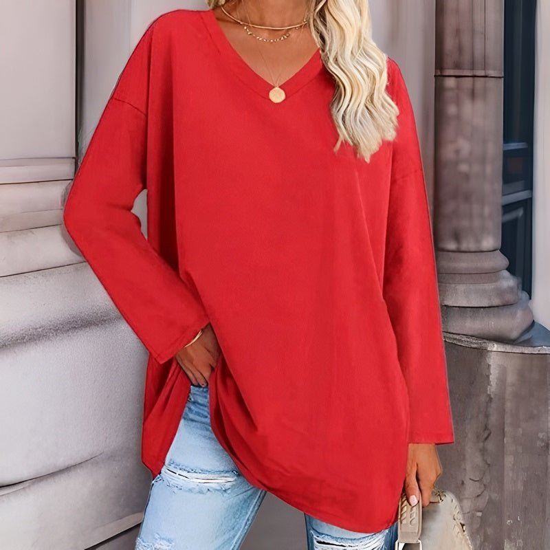 Women's stylish v-neck long sleeve sweater