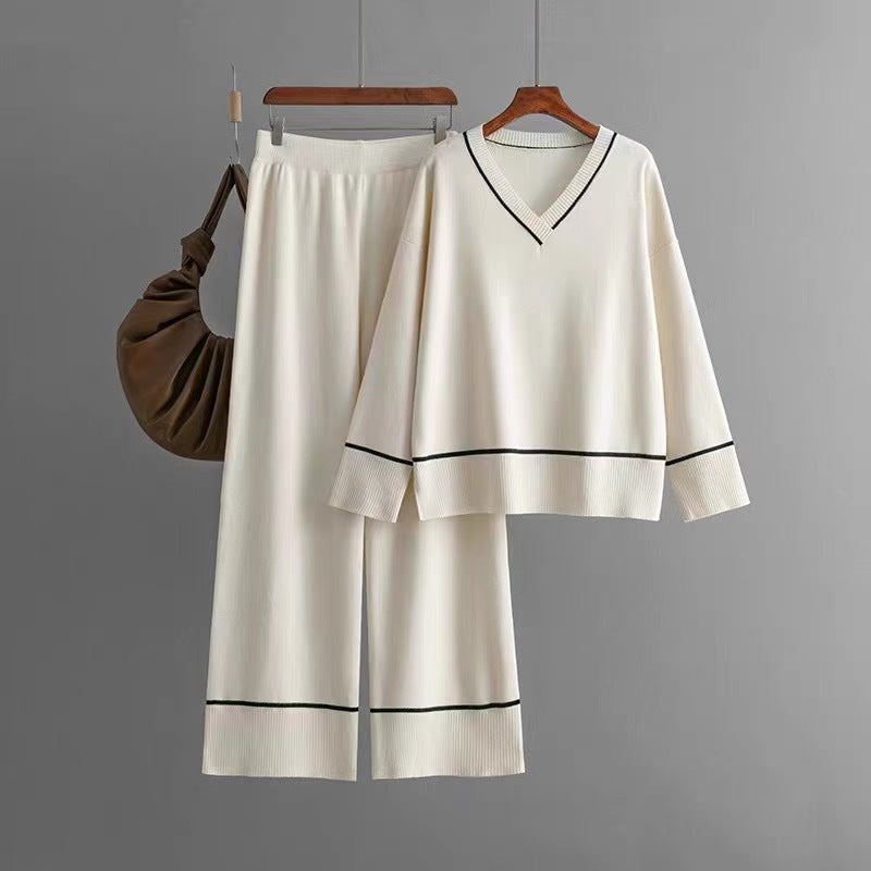 Long sleeve v neck 2-piece set for women