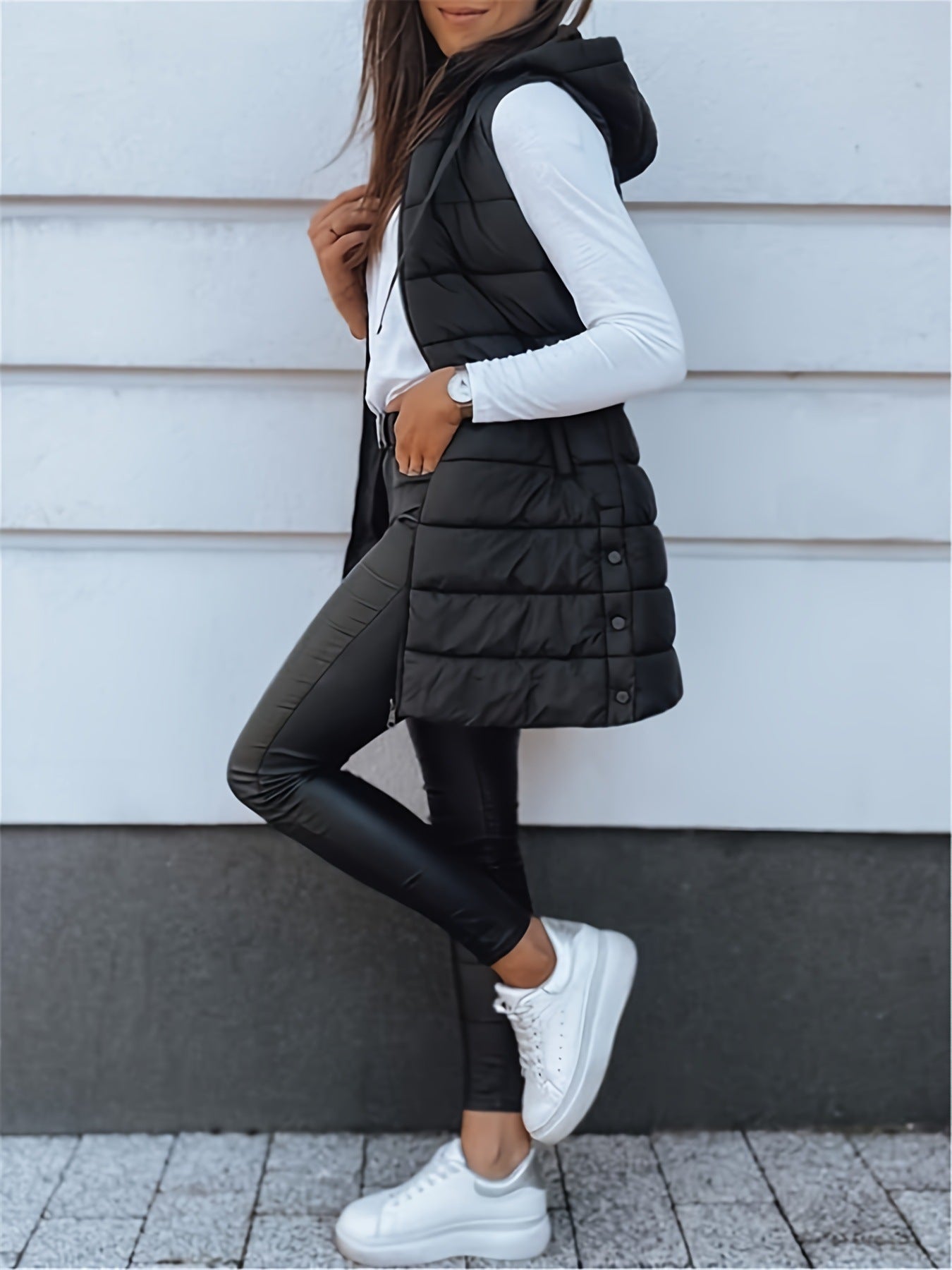 Women's cozy winter hooded vest