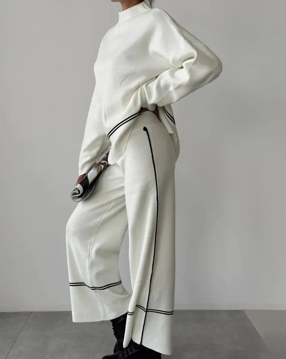 Women's panel knit pullover suit