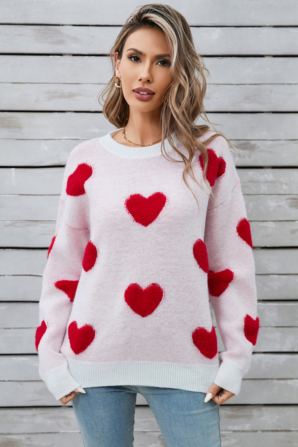 Women's angel wings heart long sleeve sweater