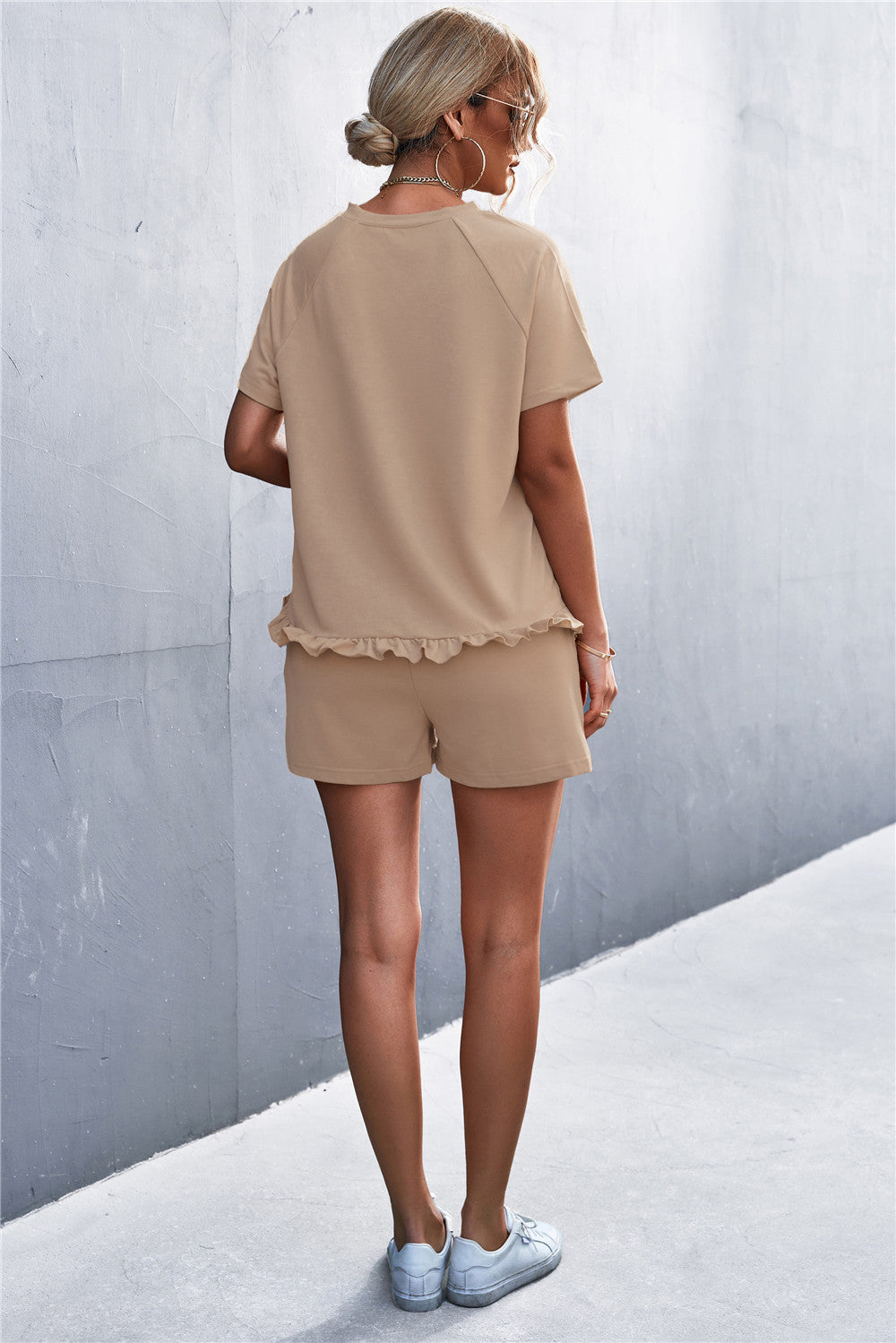 Solana - ruffle hem top and shorts set with pockets