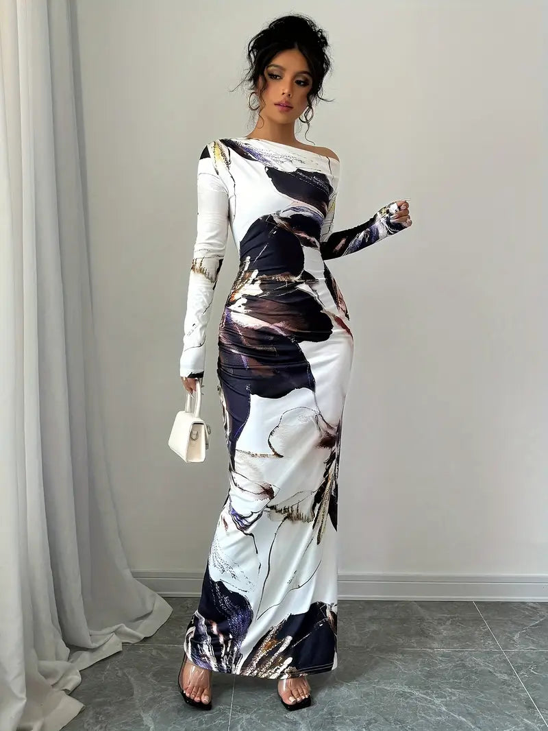 Elegant Long Sleeve Maxi Dress