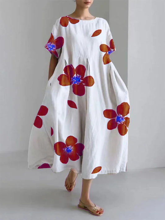 Floral Loose Neck Casual Dress