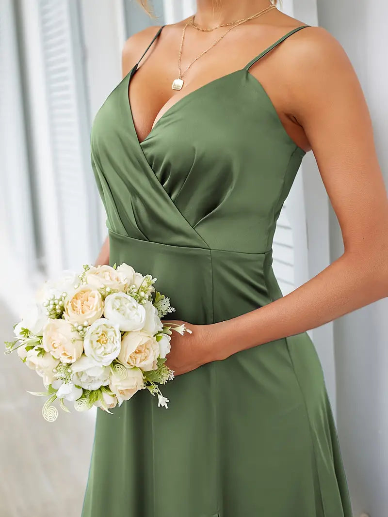 Elegant Wrap V-Neck Midi Dress