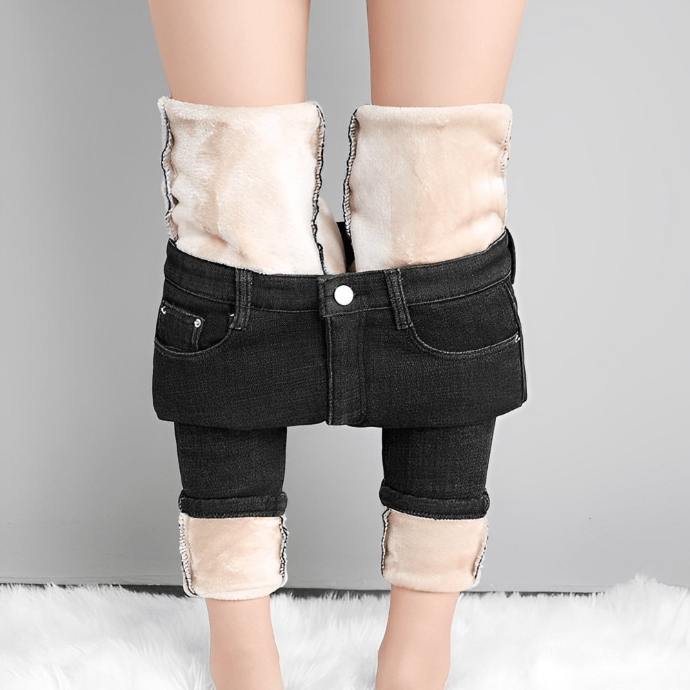 Women's korean style high waist thickened jeans