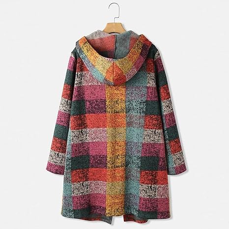 Women's multi-colored hooded cardigan
