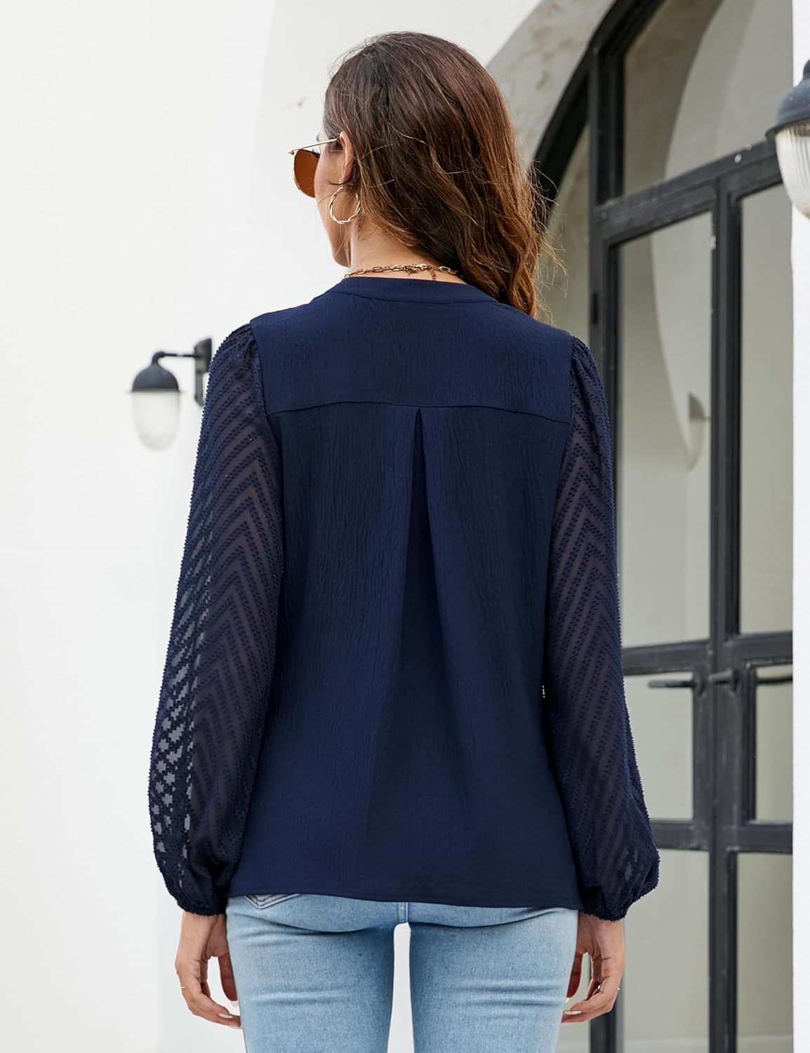 Women's Blouse - V-Neck - Long Sleeves - Relaxed Fit