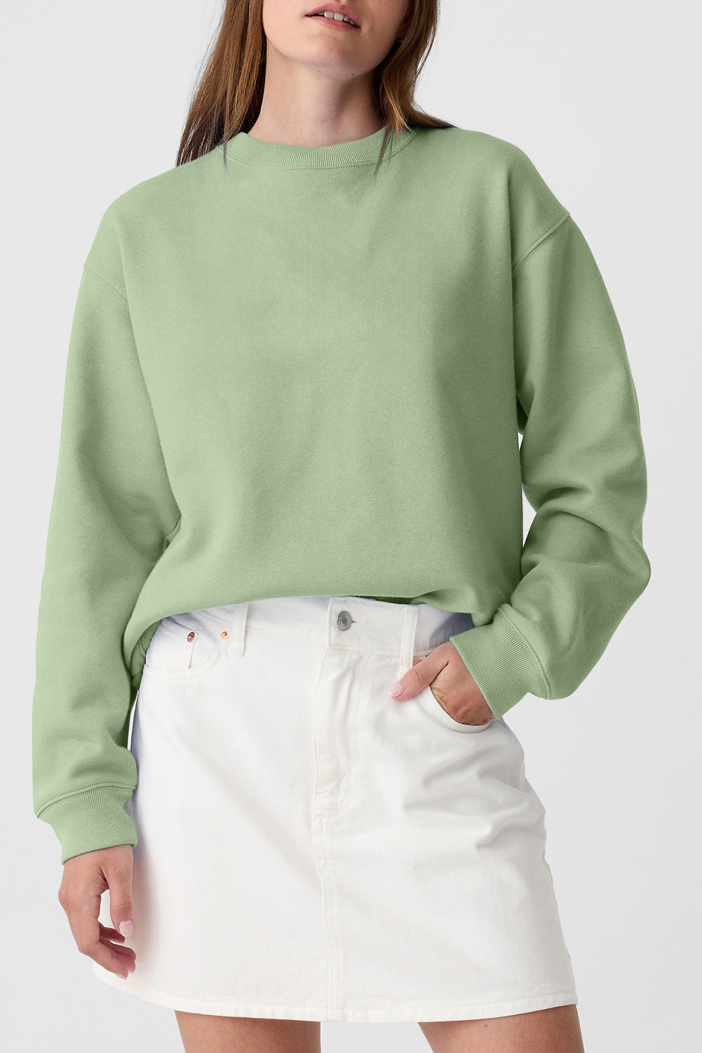 Women's Sweatshirt - Cotton Blend - Relaxed Fit - Crewneck Long Sleeve Casual Wear