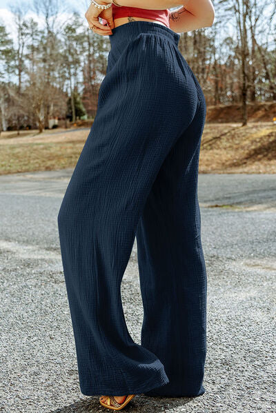 Tahira - texture tied wide leg pants