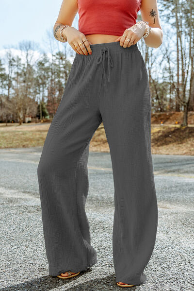Tahira - texture tied wide leg pants