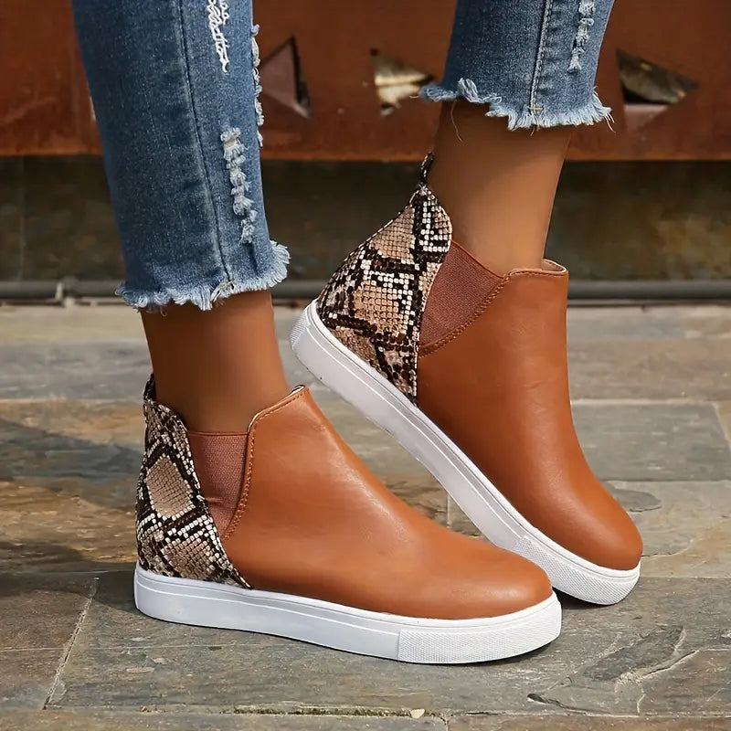 Textured Back Slip-On Ankle Boots