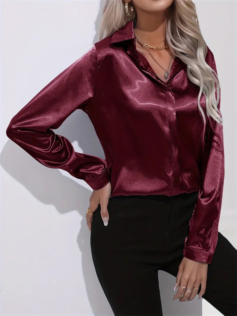 Women's button-down glossy shirt