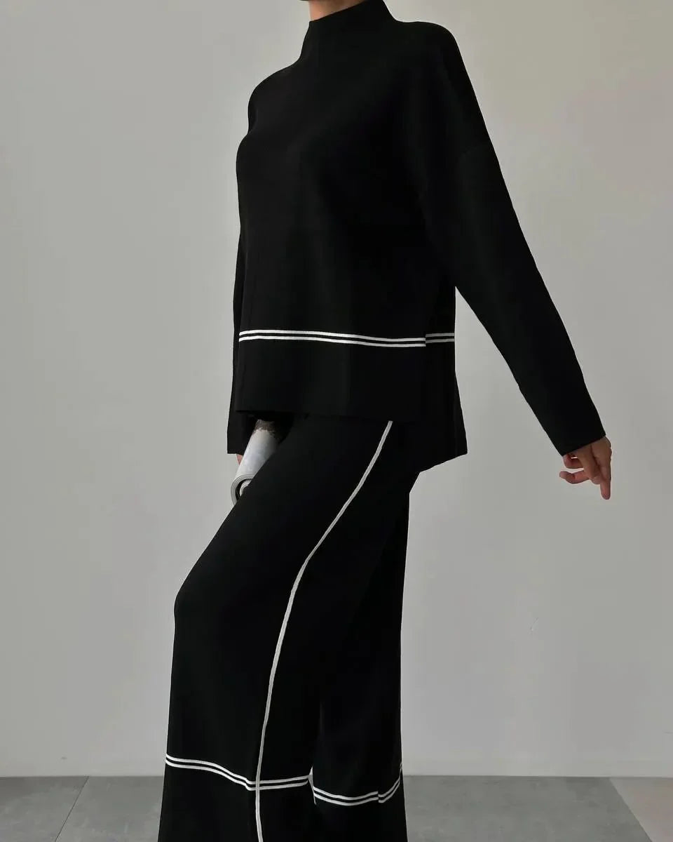 Women's panel knit pullover suit
