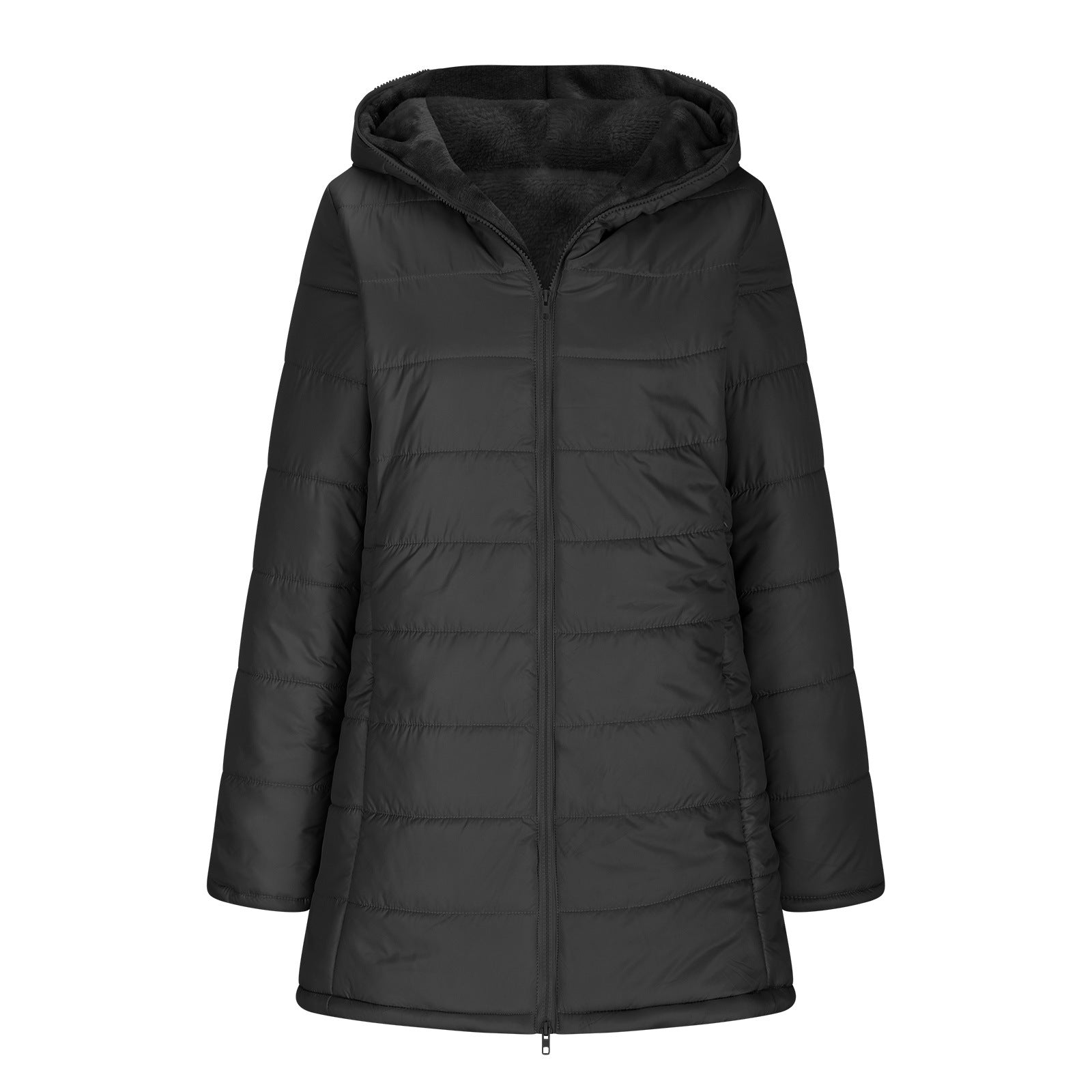 Padded Warm Plush Lined Hooded Jacket