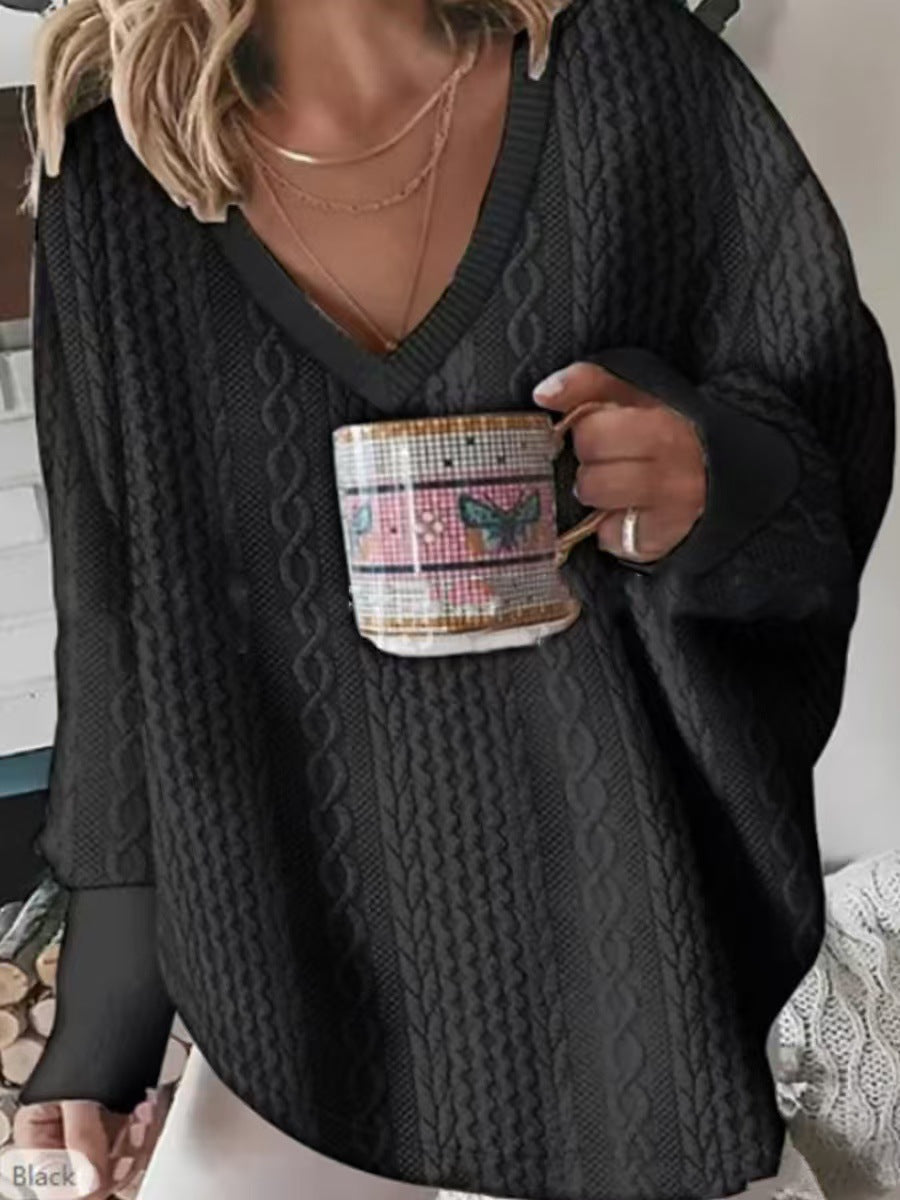 Women’s Sweater - Oversized Cable Knit - V-Neck - Long Sleeve Cozy Casual Fit