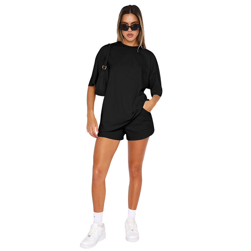 Women's Casual Lounge Set - Relaxed T-Shirt & Shorts - Effortless Style