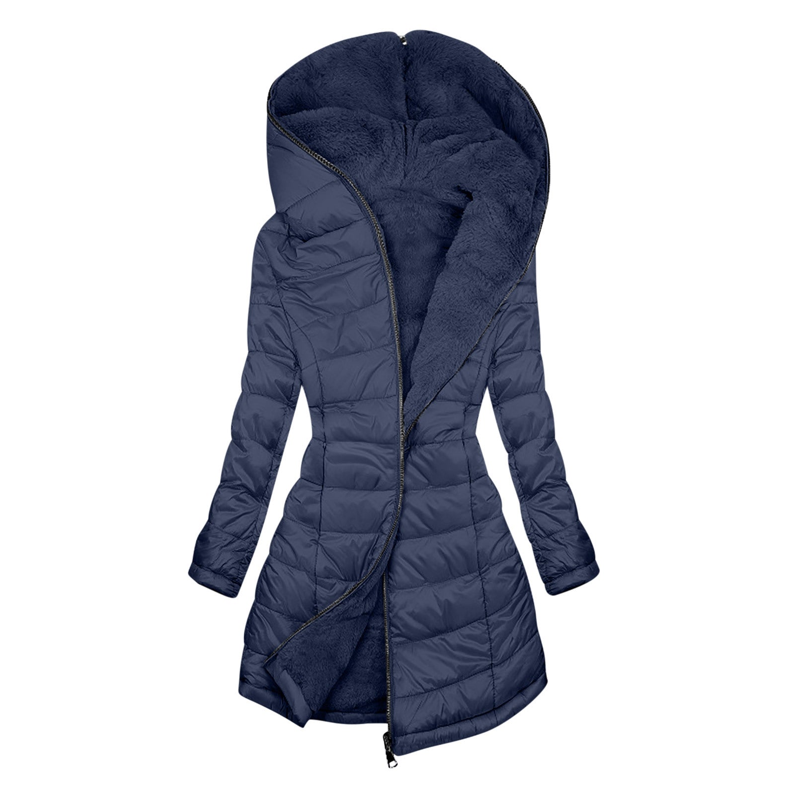Padded Warm Plush Lined Hooded Jacket