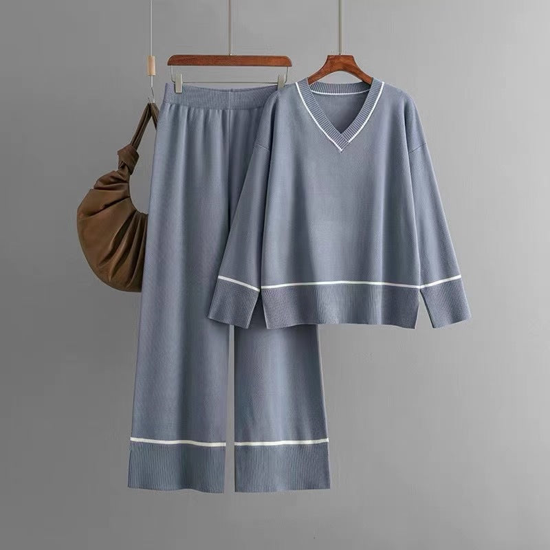 Long sleeve v neck 2-piece set for women