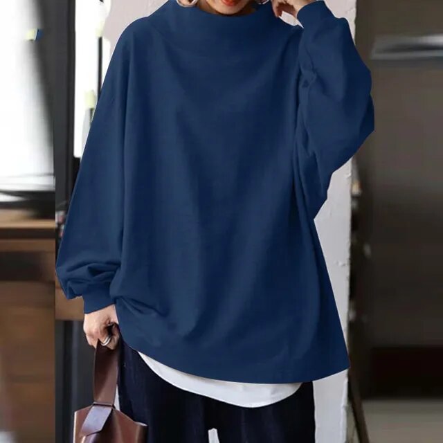 Women's Oversized Turtleneck Sweater - Relaxed Fit - Long Sleeve Knit Casual Wear