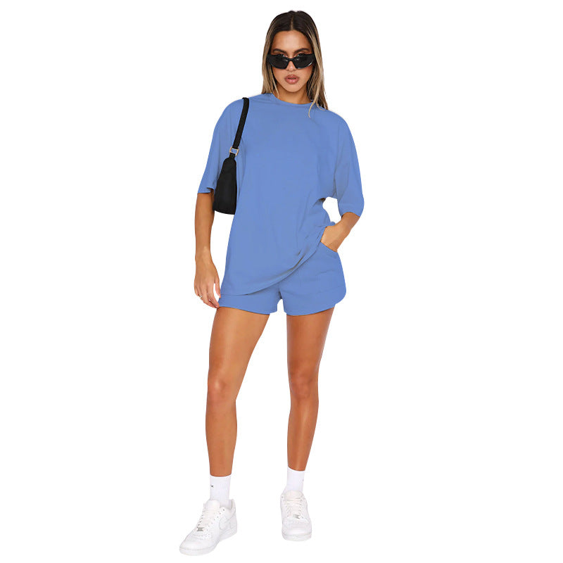 Women's Casual Lounge Set - Relaxed T-Shirt & Shorts - Effortless Style