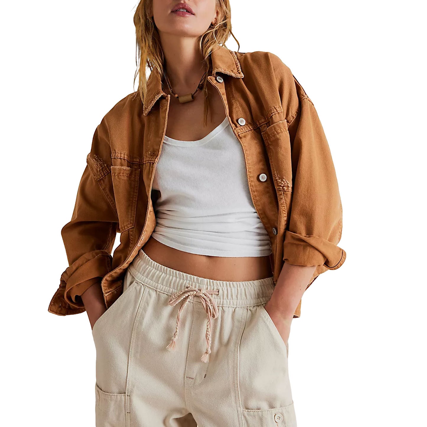 Fashionable loose fit denim jacket for women
