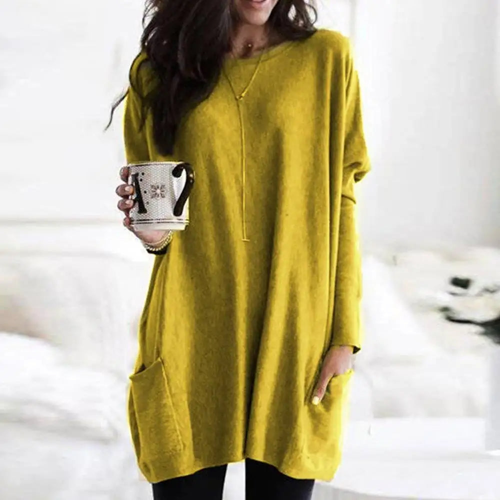 Pockets Long Sleeve Casual Dress