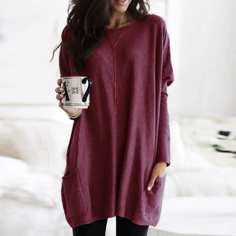 Pockets Long Sleeve Casual Dress