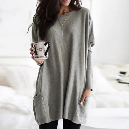 Pockets Long Sleeve Casual Dress
