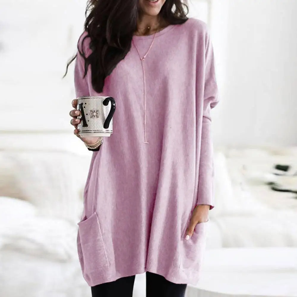 Pockets Long Sleeve Casual Dress