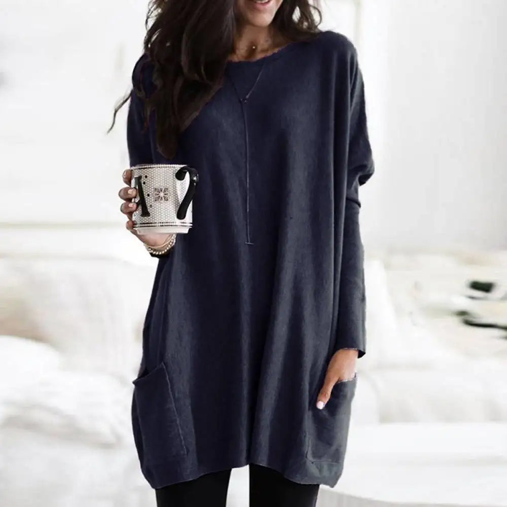 Pockets Long Sleeve Casual Dress