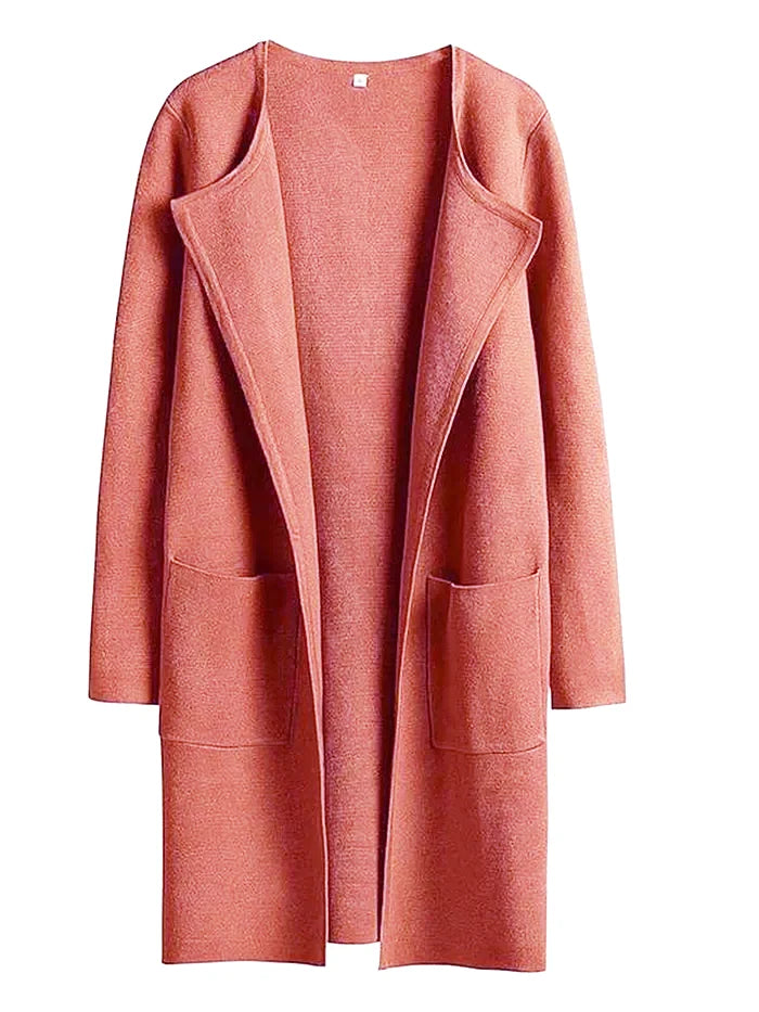 Women's versatile casual lapel midi coat