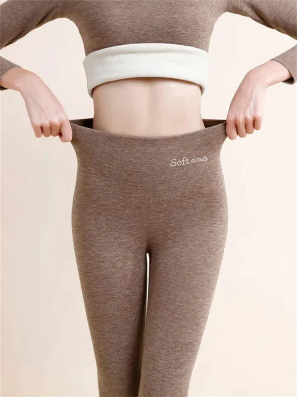 Fleece-lined slimming leggings for women