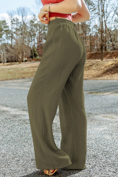 Tahira - texture tied wide leg pants