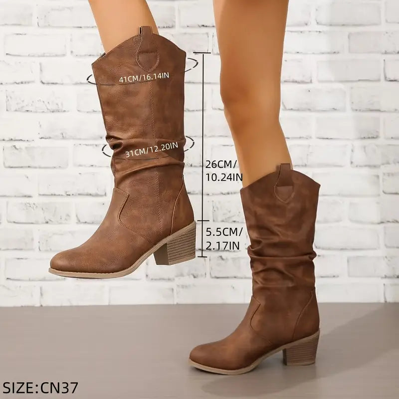 Women's high heel maillard v-mouth skinny boots