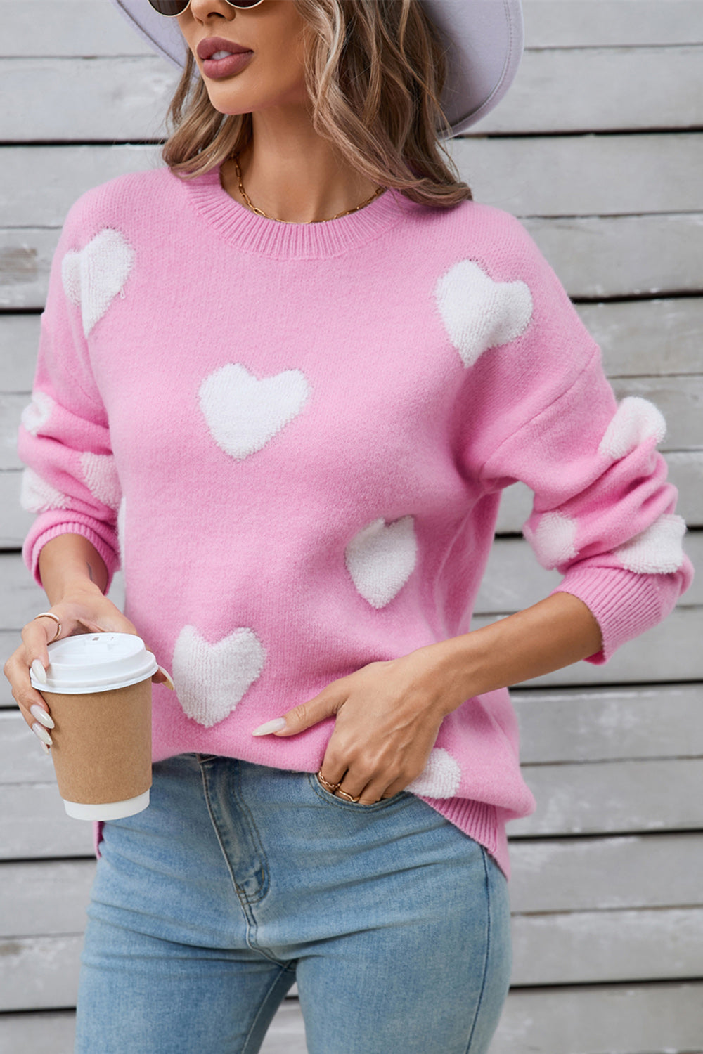 Women's angel wings heart long sleeve sweater