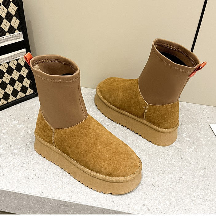 Women's thick sole warm ski boots