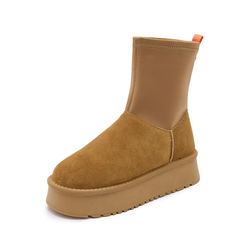 Women's thick sole warm ski boots