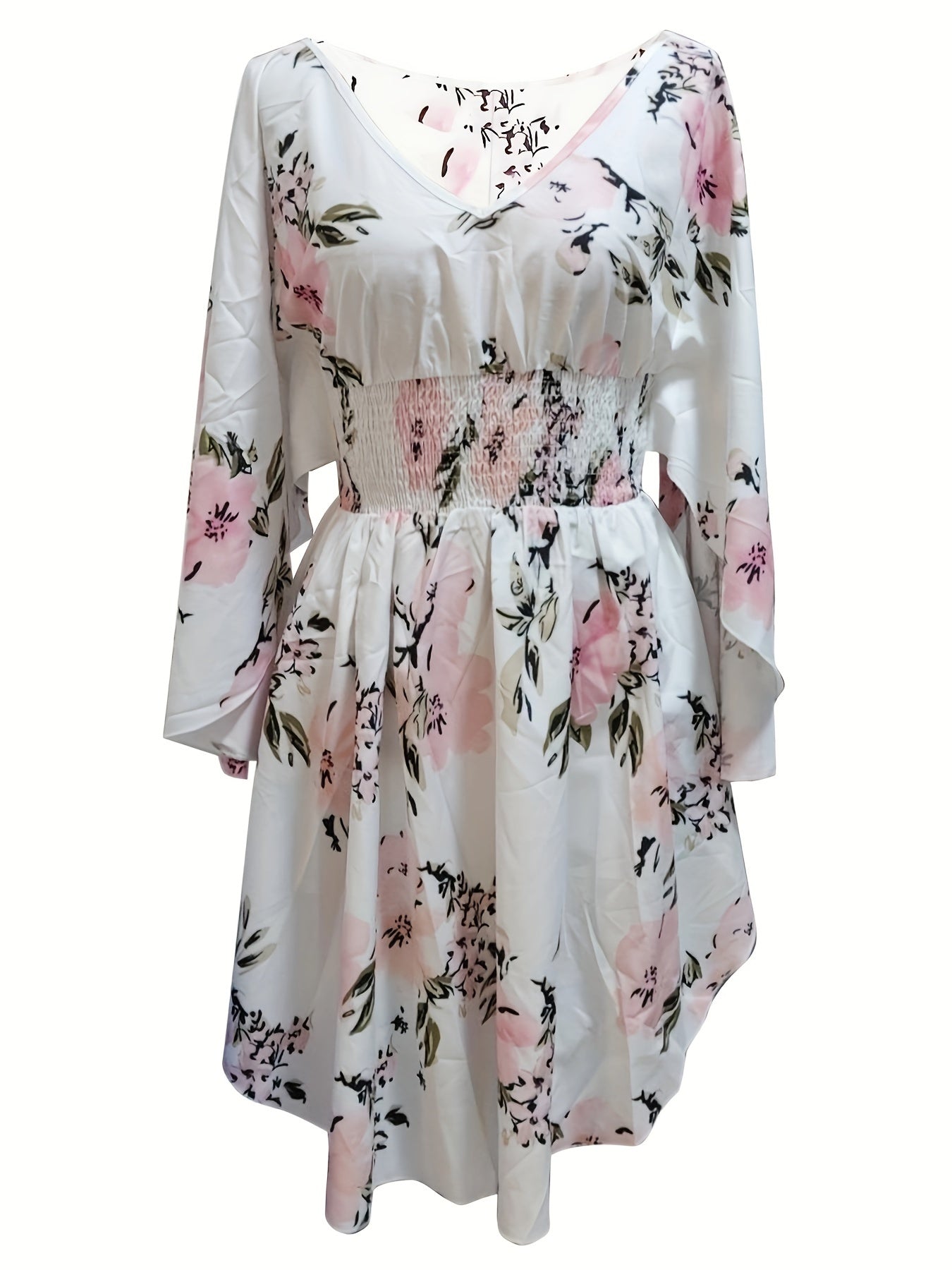Flowy Bohemian V-Neck Bell Sleeve Dress