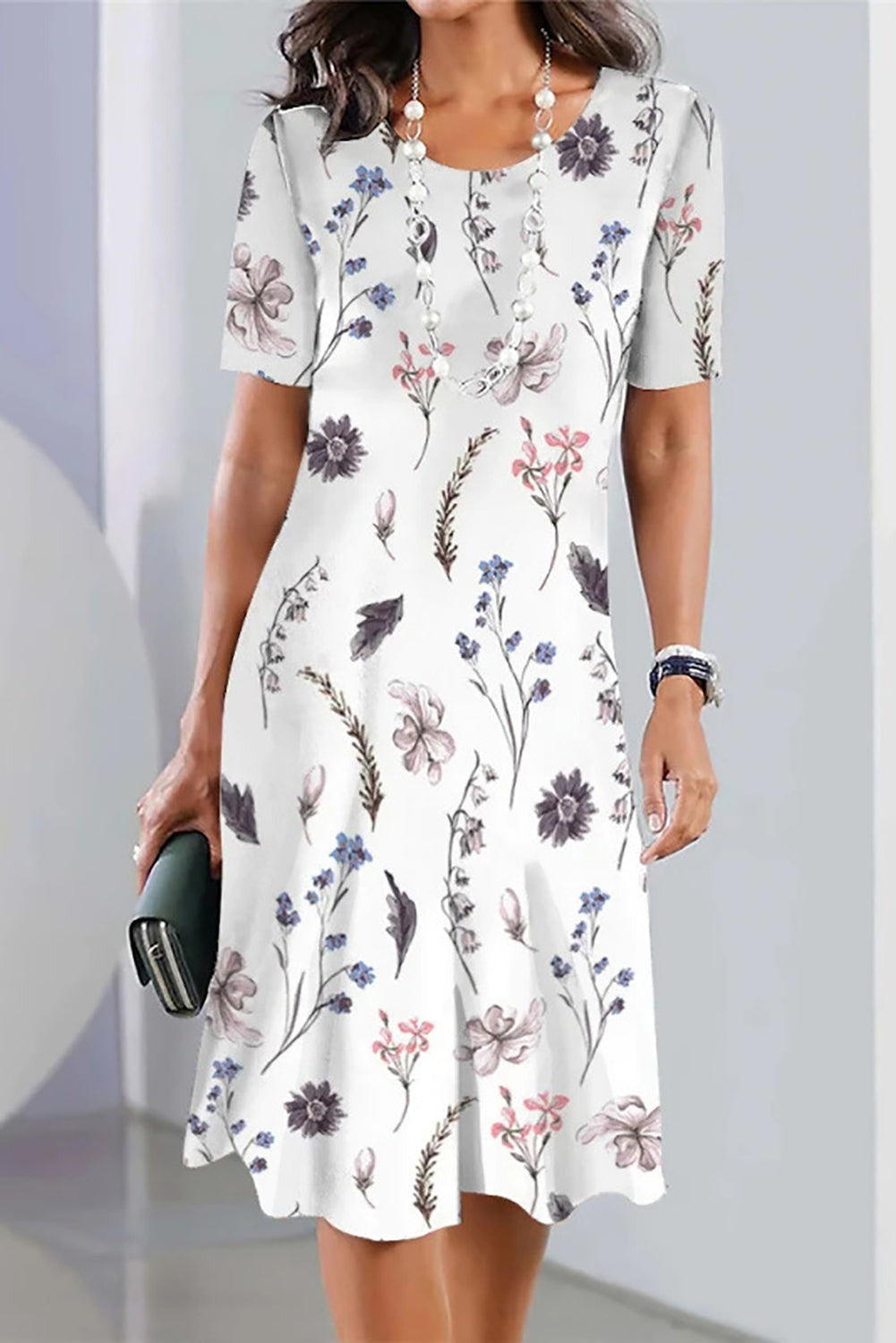Breezy Floral Print Relaxed Midi Dress