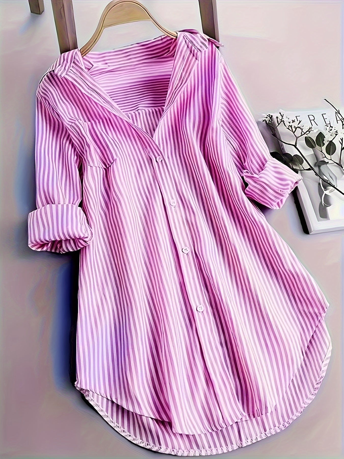 Striped Loose Fit Button-Up Shirt