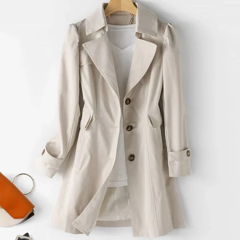 Women's slim mid-length windbreaker jacket spring autumn