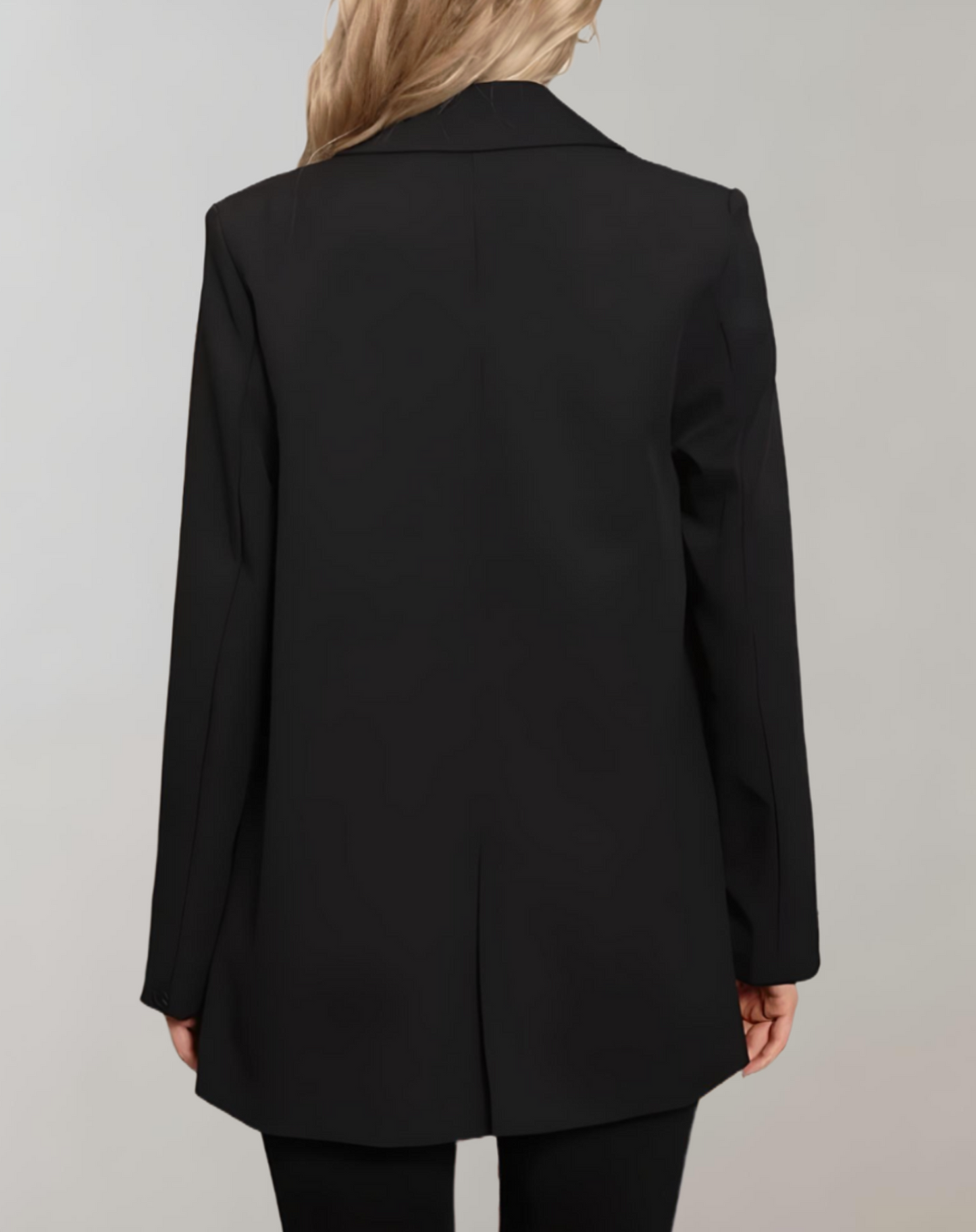 Women's casual black double-breasted suit