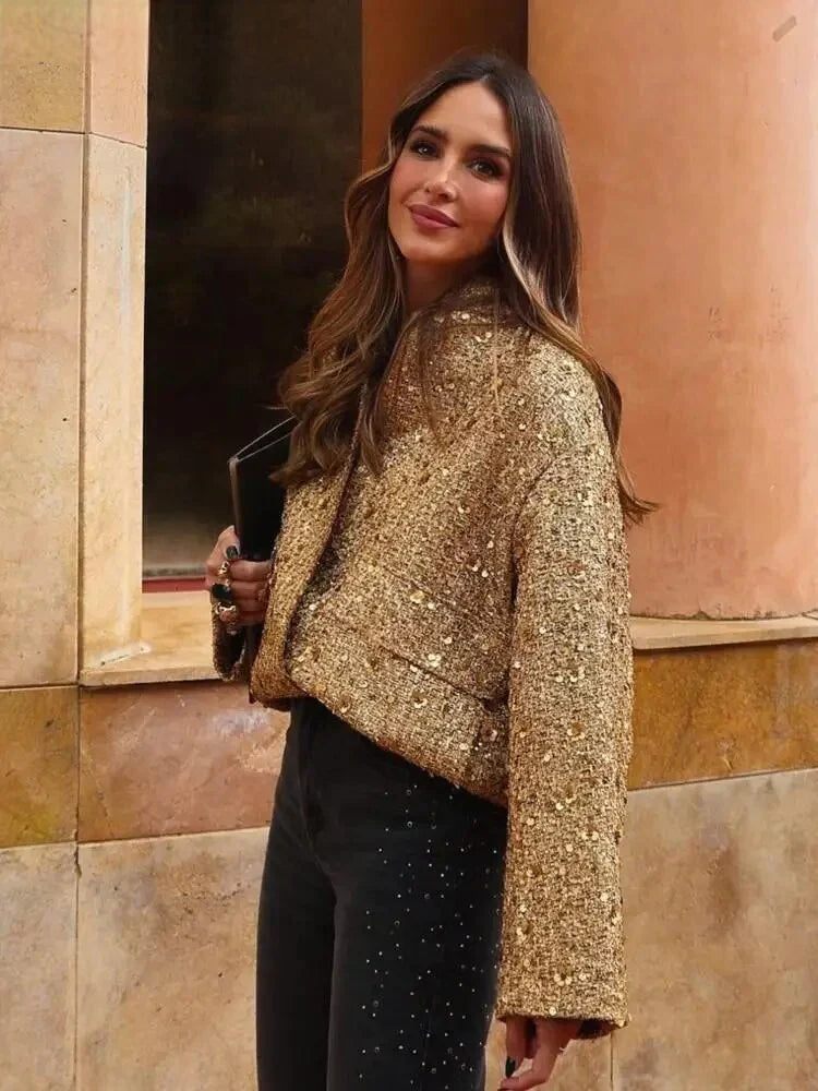Women's sequined quilted coat