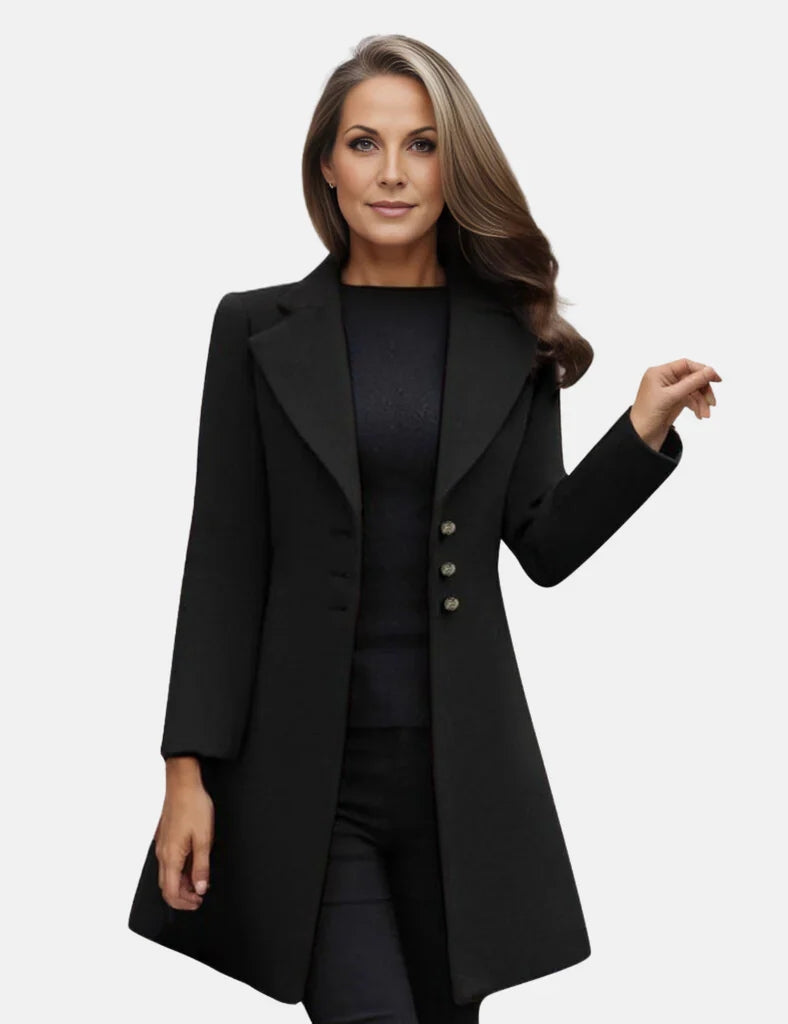 Winter long slim lapel coat for women