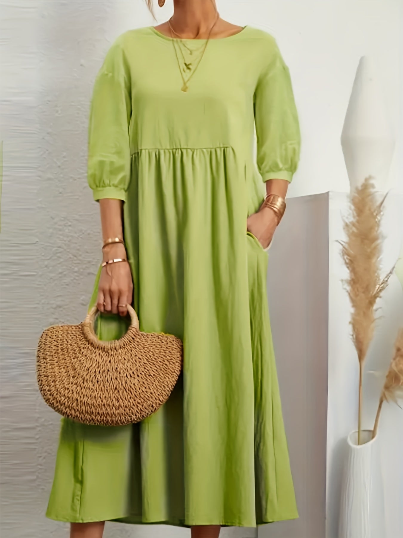 Elegant A-Line Empire Waist Midi Dress