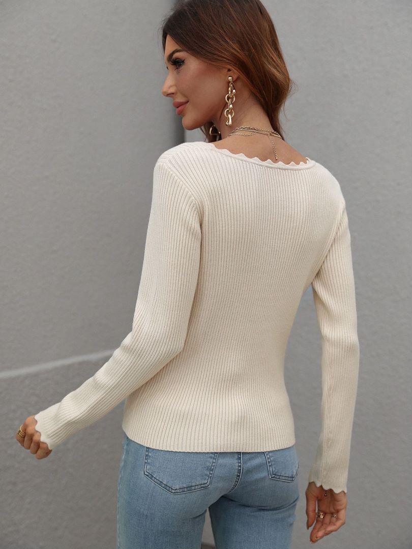Pepita - v-neck ribbed knit top