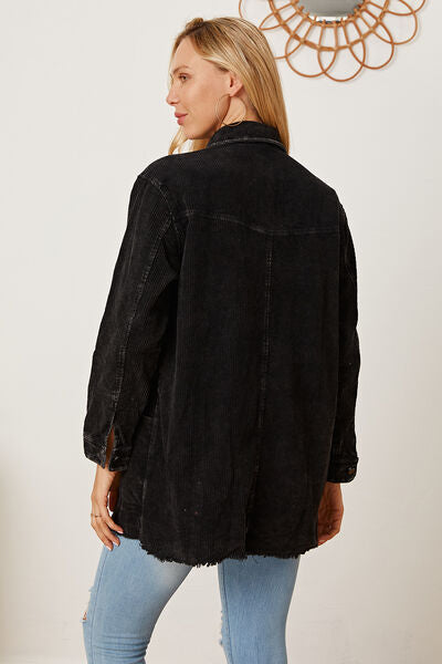 Vivienne - raw hem pocketed button up jacket