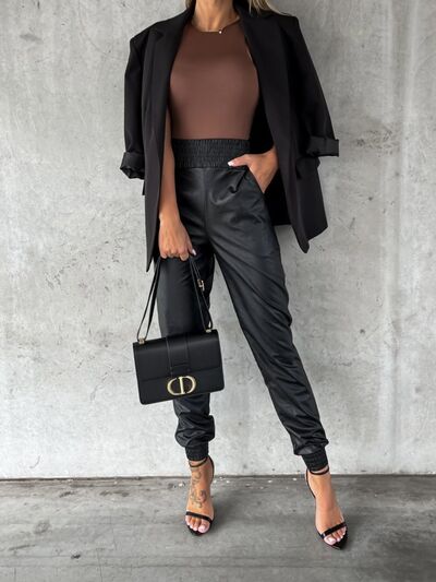 Elin - smocked high waist pants with pockets