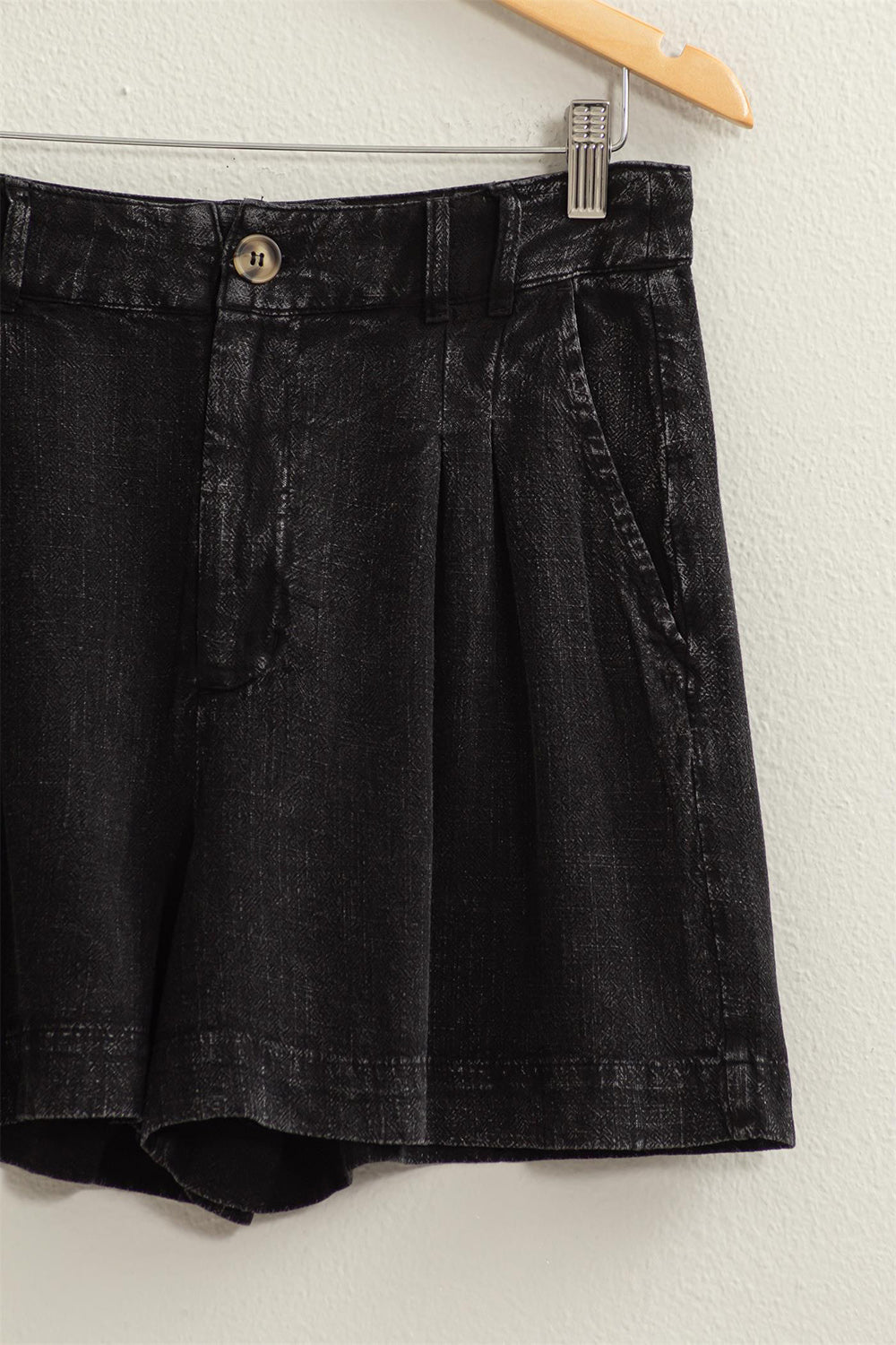 High-Waisted Pleated Front Button Shorts